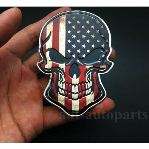 USA America Flag Skull Evil Car Auto Rear Trunk Body Decal Sticker Badge Emblem