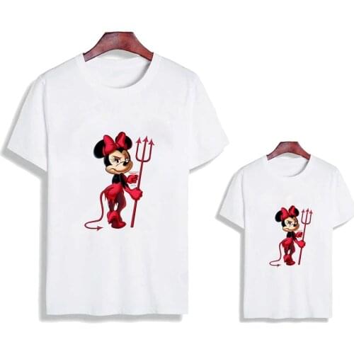 Disney T Shirt Matching Family Tshirts Mickey Mouse Pirnted Harajuku Female Tshirts Baby Girls Boys Summer Short Sleeve Clothes