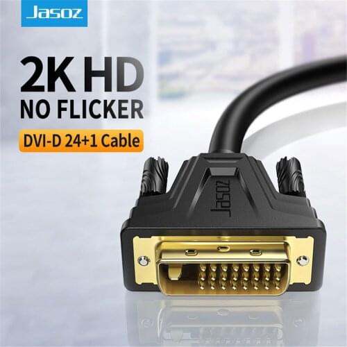 Jasoz DVI Cable DVI-D Male to Male Video Cable 2K DVI D 24+1 Dual Link Adapter 1m 2m 5m 8m 10m 15m for HDTV Projector Cabo DVI-D