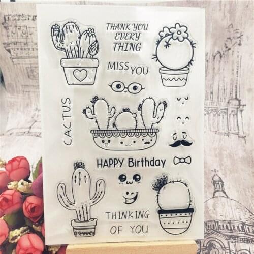 Cactus Transparent Clear Silicone Stamp Seal DIY Scrapbooking Stencil Coloring Embossing Decor Office School Supplies Reusable