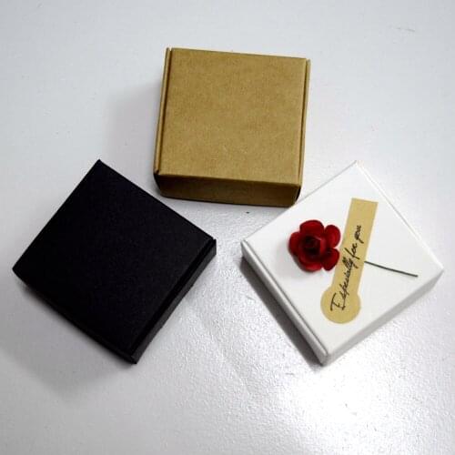 36PCS 55X55x25mm Black Carton Kraft Paper Tab-Lock Box White Wedding Gift Packing Box Wedding Candy Box Party Favors Soap Boxes