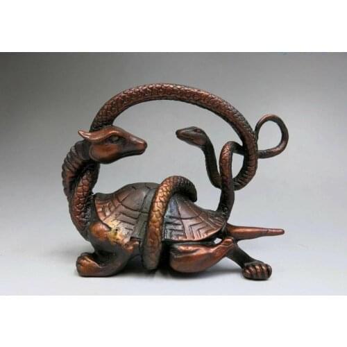 China red bronze four mythical creatures dragon tiger phoenix turtle Statue