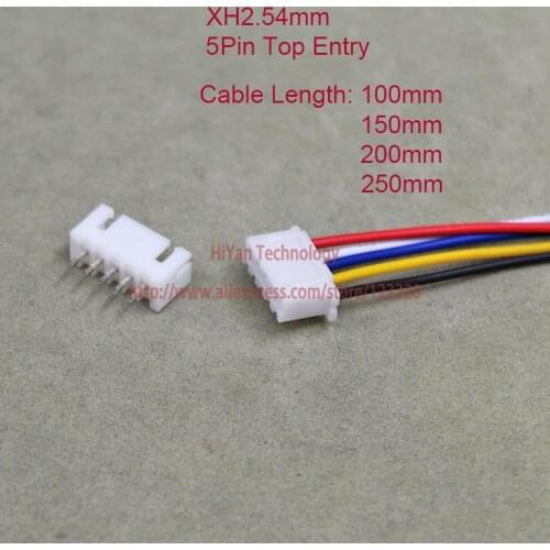 25sets XH2.54 JST 2.54mm Pitch Top Entry 5Pin Connector 100mm To 250mm with 1007 26AWG Electronic Wire Cable 5P Pin Header