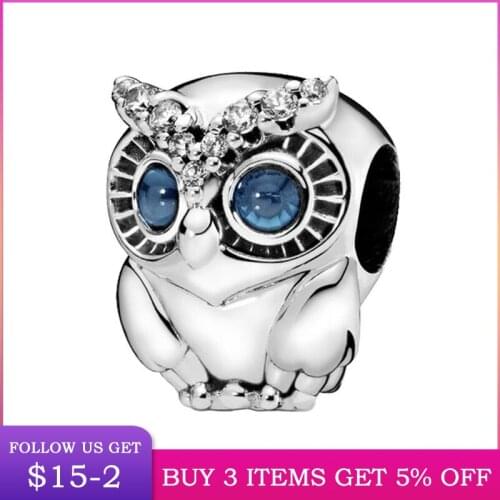 LByzHan Genuine 925 Stelring Silver Owl Beads Charms Fit Original 3mm Hot Sale For Women Jewelry Gift CMC002