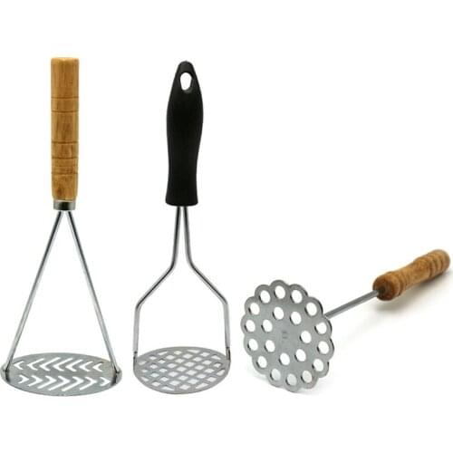 Stainless Steel Potato Masher with Broad Mashing Plate for Smooth Mashed Potatoes Fruit Vegetable Pressed Maker Puree Squeezer