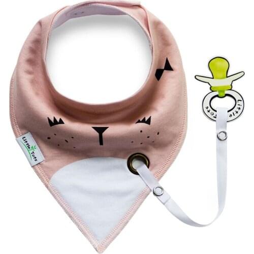 Cute Multi-function Cotton Bibs With Pacifier Chain Cartoon Baby Bibs Infant Double Waterproof Towel