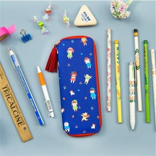Bentoy Cute Print Pencil Case Cute Cartoon Korean Style Tassel Student Pen Bag Cosmetics Makeup Containers For Girls