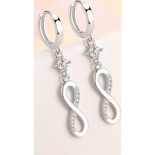 925 Sterling Silver Tassel Crystal Cross Piercing Drop Earring For Women Wedding Party Elegant Fashion Jewelry eh614