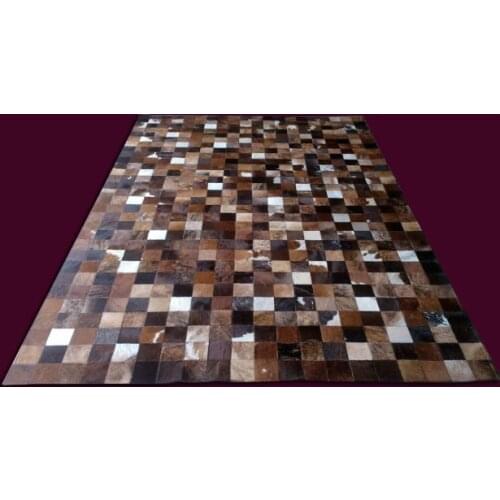 Fashionable art carpet 100% natural genuine cowhide leather jute rug