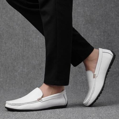 2021 Men Casual Classic Big Size Loafers Flat Handmade Retro Breathable Fashion High Quality Genuine Leather Loafers for Men