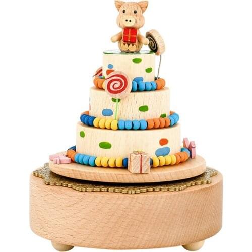 Handmade Sky City Music Box Wooden Valentines Day Love Wedding 2021 New Year Christmas Birthday Gift carousel wooden box