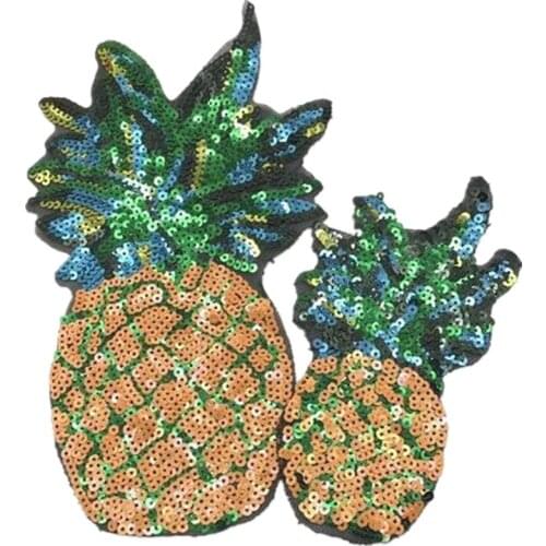 Pineapple Sew On Patches For Clothing Sequins Large Biker Badge Embroidery Sequined Patch Clothes Stickers DIY Strange things
