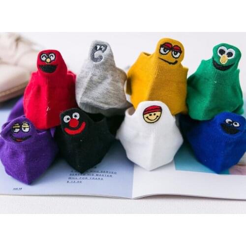 Funny Cute Harajuku Socks Cut Ankle Low Women Breathable Cotton Elastic Force Soft Printingstreet Cartoon Colour 1 pairs