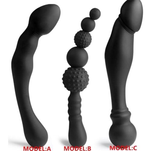 NEW 3 Styles Manual Black Big Pull Beads Anal Plug Silicone Dildo Anal Double Head Butt Plug Sex Toys For Gay Men