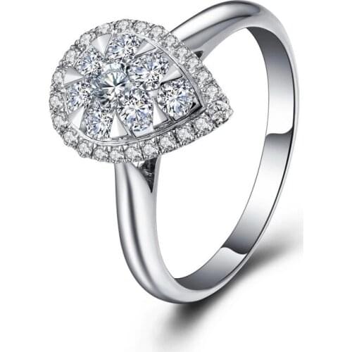 New WATER drop Elegant women wedding ring silver color fashion jewelry zircon girl gift engagement ring us 6 7 8 9 drop shipping