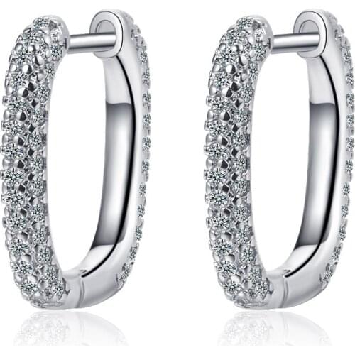New 925 Sterling Silver Earrings Inlaid Zircon U-Shaped Ear Buckles Sweet Design For Girls Birthday Gift
