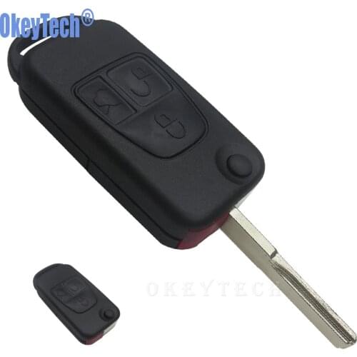 OkeyTech New Flip Folding Remote Key Shell HU64 Blade for MERCEDES BENZ ML SL S C 3 Button Switchblade Car Fob Replacement Case