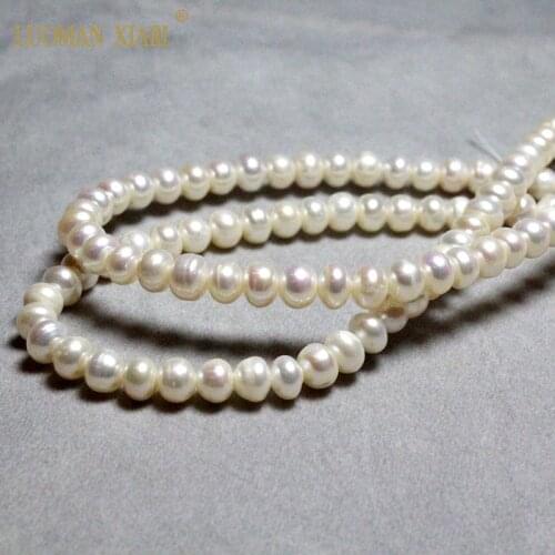 Wholesale AAA 100% Natural White Freshwater Pearls Wheels shape Beads For Jewelry Making DIY Bracelet Necklace Earrings 7-8mm