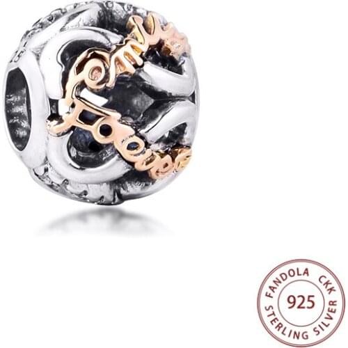 CKK Family Forever Charms Fit Original Bracelet 925 Sterling Silver Openwork Infinity Beads for Jewelry Making bijoux femme