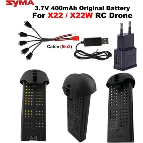 Original Syma X22 / X22w RC Drone battery with charger RC Quadcopter Spare Parts Accessories 3.7V 400mAh Li-Po Battery