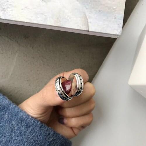 1pc Authentic S925 Sterling Silver FINE Jewelry Moon Star Rounded Band Rolling ring adjust TLJ1015