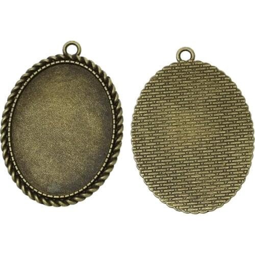DoreenBeads Zinc metal alloy Charm Pendants Oval Antique Bronze Cabochon Settings(Fits 4cm x 3cm)5.1cm(2")x 3.7cm(1 4/8"),2 PCs