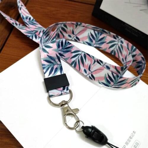 Small Fresh Leaves Neck Strap Lanyards for keys ID Card Gym Mobile Phone Straps USB badge holder DIY Hang Rope Lariat Lanyard