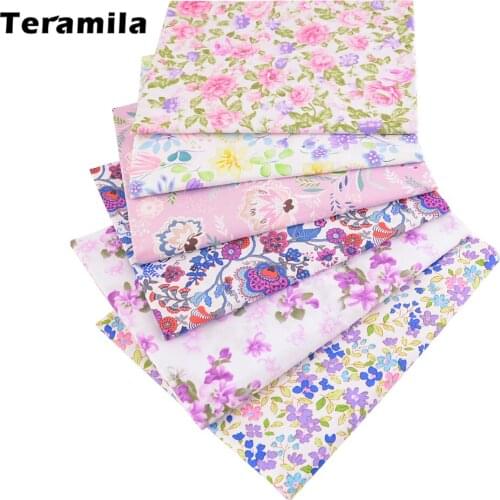 Romantice Purple Rose and Leaf Design Fabrics Textile Telas 100% Cotton Twill Patchwork Sewing Cloth Art Work Children Clothes