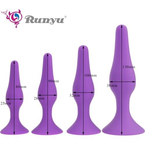RunYu S/M/L/XL Comfortable Silicone Anal Plug Suction Cup Beads Butt Plug Anal Dilator Anal Sex Toys for Women Anus Adult Games