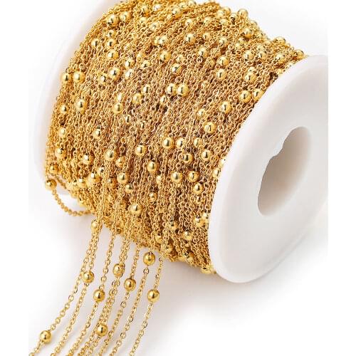 2M Stainless Steel Beaded Ball Cable Rolo Chains Bulk Gold Chain for Jewelry Making Supplies Accessories Necklace Body Wholesale