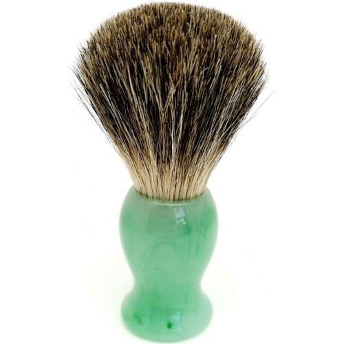 TEYO Shaving Brush of Pure Badger Hair with Emerald Green Pattern Resin Handle Perfect for Wet Shave Cream Beard Brush