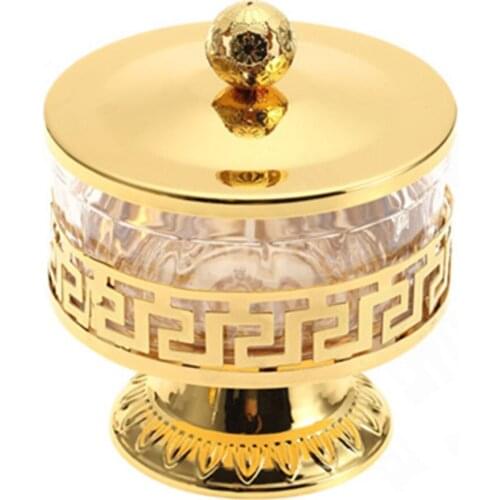 High Quality Unique European Style Shiny Gold Finish Metal & Acrylic Salt/Sugar/Tea/Coffee Jars Tableware Dinnerware