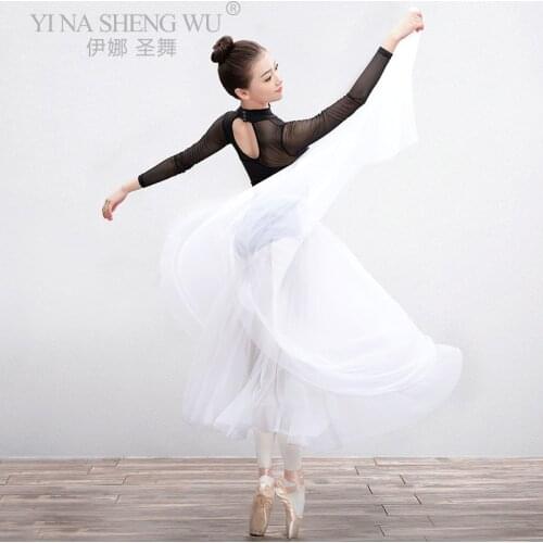 Adult Women Ballet Tulle Long Skirt Gymnastics Leotard Practice Dresses Teachers Wraps Ballet Dance Ballerina Dance Yoga Skirts