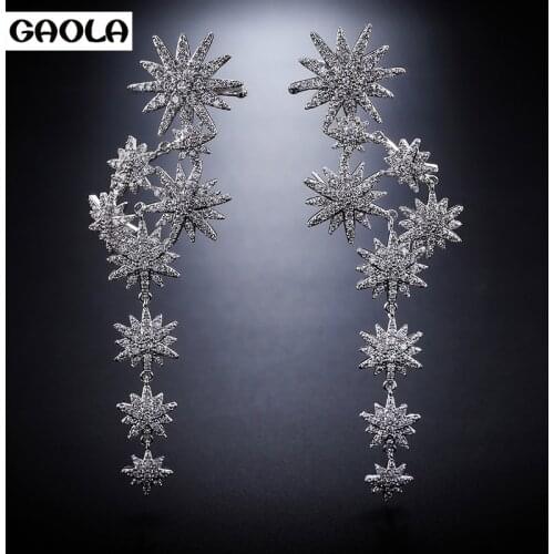 GAOLA New CZ Stone Dangle Earrings Sun Flower Classic and Luxury Women Jewelry Earring GLE8056