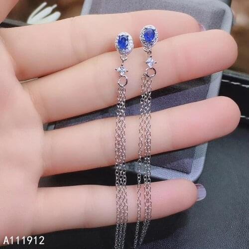 KJJEAXCMY fine jewelry natural sapphire 925 sterling siver women earrings support test trendy