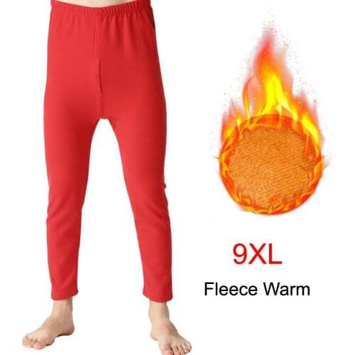 Winter New Fleece Mens Thermal Underwear Bottoms 6XL 8XL 9XL Large Size Male Cotton Warm Solid Navy Blue Gray Underwear Pants