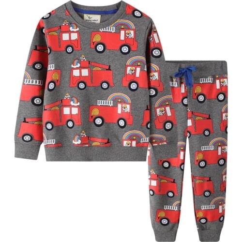 Jumping Meters Long Sleeve Cotton Boys Cartoon Clothing Set for Winter Boys Girls 2 pcs Suits Hot Fashion Kids Boys Outfits
