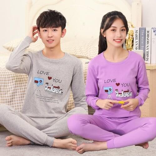 Winter Teenage Pajamas Suit Autumn Sleepwear Cotton Clothes Set Long-sleeved Night Homewear Pyjamas Kids Teenage Clothes Pijamas