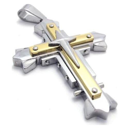 Self defense Titanium Steel Gold Cross Pendant Rotating Stainless Steel Necklace Scripture Boys and Girls Jewelry Pendant