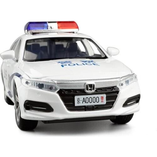1:32 high simulation Honda Accord police car alloy car with siren sound and light back toy car model for gifts