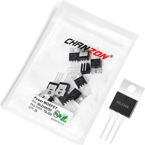 10Pcs IRLZ34NPBF TO-220 Power SIC Mosfet Transistor Bipolar Junction BJT Powerful Triode Tube Fets 30A 55V Integrated Circuits