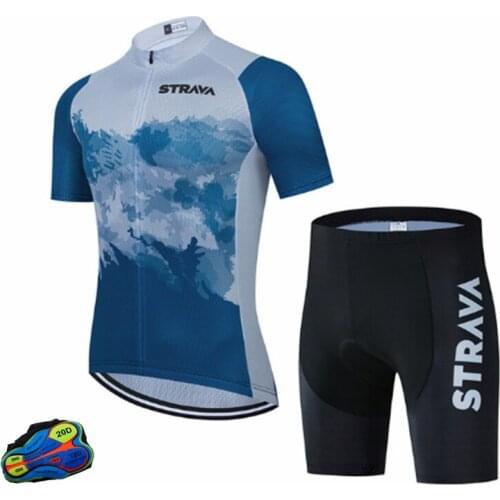 2021 STRAVA Bike Black Quick Dry Bicycle Wear Clothes Mens Short Maillot Culotte Cycling Jersey Set MTB Uniform Bike Clothing
