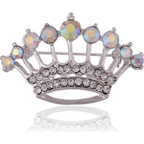 New AB crystals crown tiara charm fashion pin brooch ornament jewelry accessories 3pcs lot