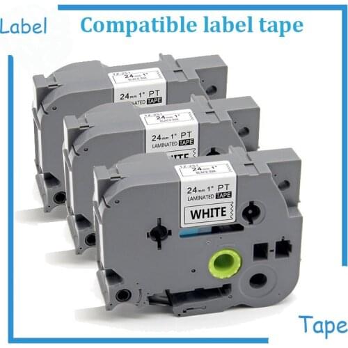 3Packs 24mm TZe Laminated Label Tapes Compatible For Brother P-Touch TZe-251 TZ251 TZe251 Black on White 0.94Inches 26.2ft