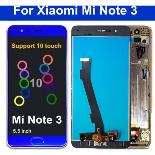 5.5" For Xiaomi Mi Note 3 LCD Display Screen+Touch Screen Digitizer With Fingerprint With Frame for xiaomi Mi Note3 LCD
