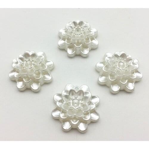 50pcs 22mm White Pearls Flower Cabochons Flatbacks Embellishments DIY Phone Decorations Scrapbooking Crafts