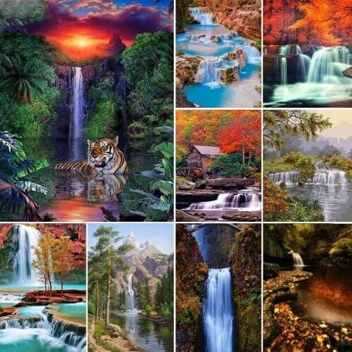 5D Diamond Painting Waterfall Cross Stitch Diamond Embroidery Landscape Rhinestones Mosaic Art Kits Home Decoration Gift