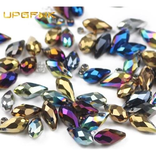 8*13mm 50pcs Briolette Austrian Water droplets crystal beads Teardrop Plating Glass Loose beads for Jewelry Making DIY bracelet
