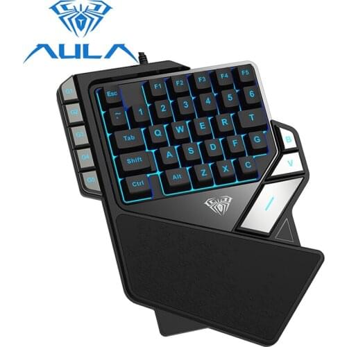 AULA Single Hand Keyboard Wired Keypad 7 Colors RGB Backlight for Desktop Laptop Phone Mini One-hand Gamer Gaming keyboard #2062
