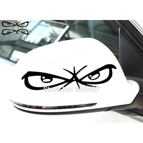 2 x Rear View Mirror Car Stickers Funny Evil Eyes Car Decal for Tesla Ford Chevrolet Honda Toyota Lada